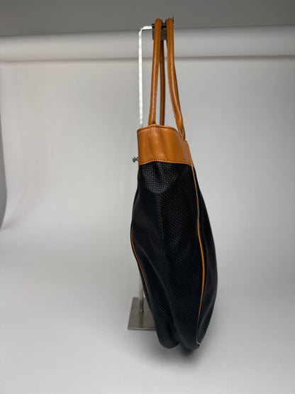 Vintage Yves Saint Laurent 2Way leather Shopper bag black brown