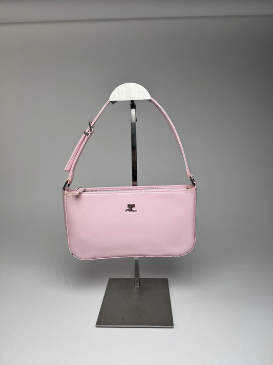 Vintage Courreges Patent Leather Baguette Bag Rose
