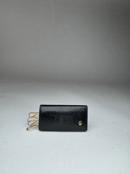 Vintage Cartier Patent Leather Key Holder Black