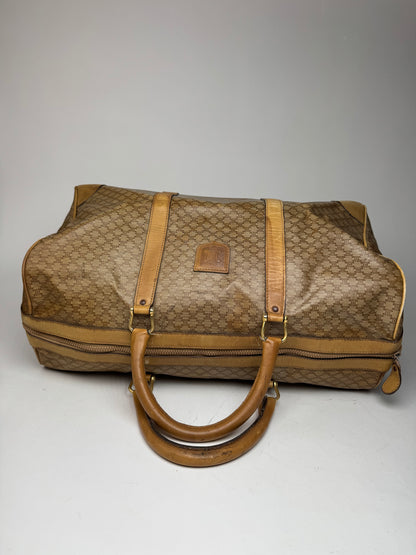 Vintage Celine Paris Triomphe Leather Monogram Duffel Bag bag gold brown