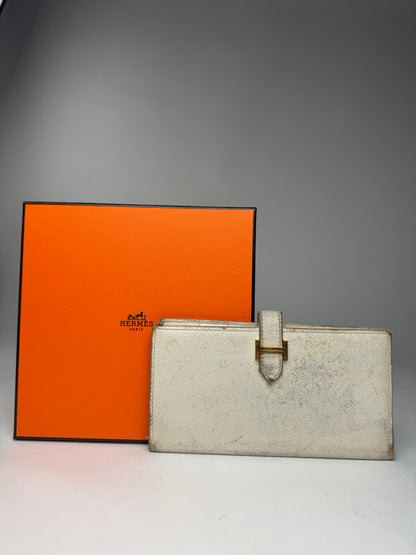Vintage Hermes Paris Leather Wallet White