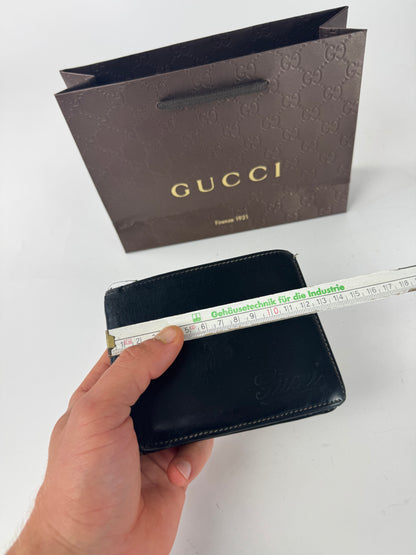 Vintage Gucci foldable Leather Wallet black