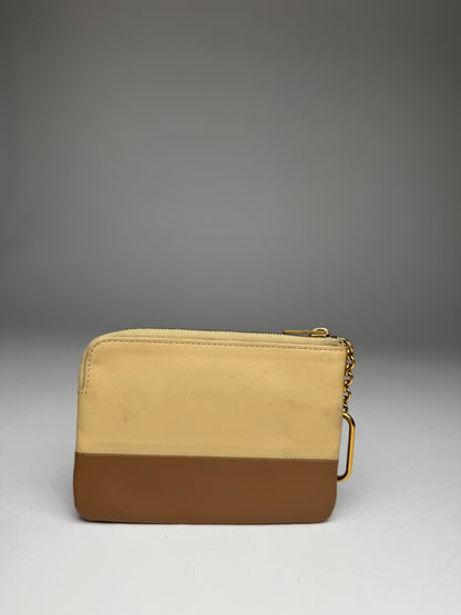 Vintage Celine Paris Leather Card Holder Beige Brown