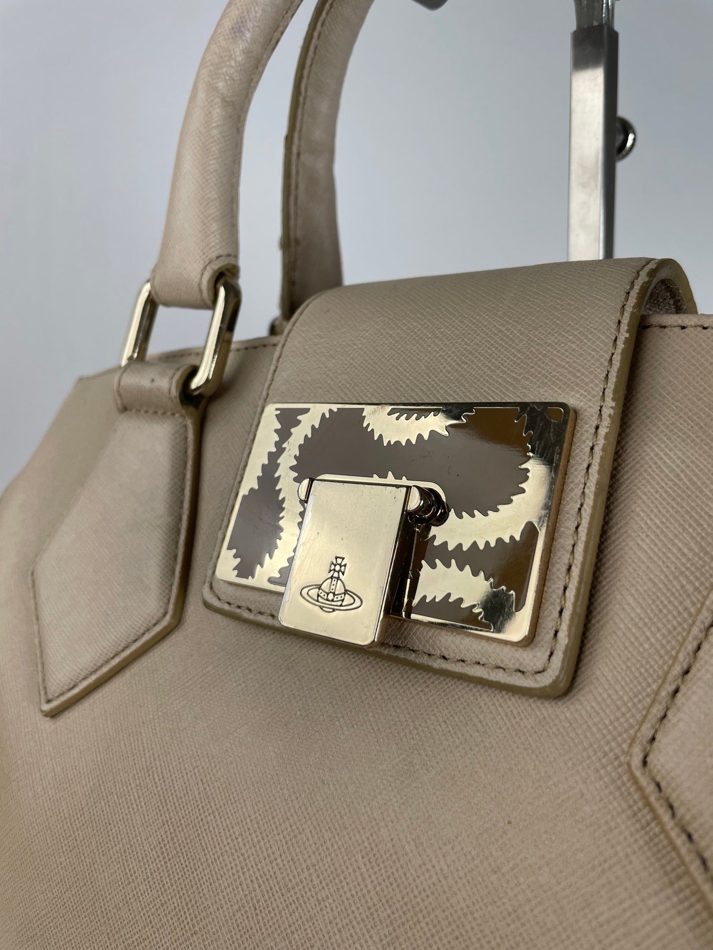 Vintage Vivienne Westwood 2Way Opio Safiano Leather Bag Beige