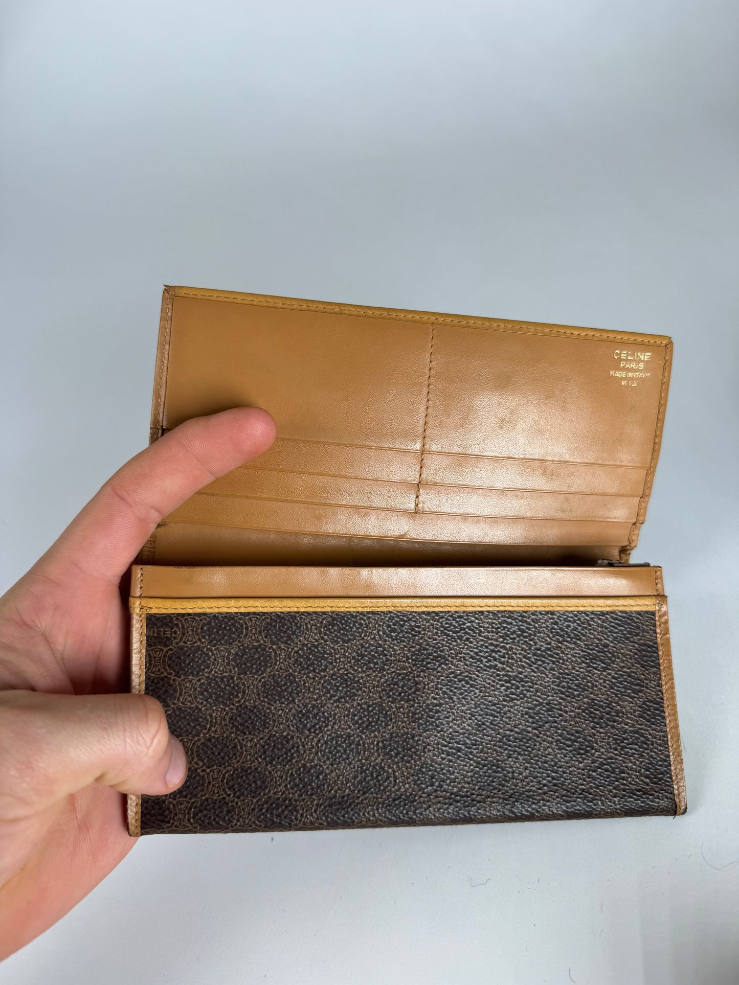 Vintage Celine Paris Leather Monogram ID Holder