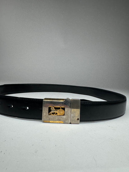 Vintage Celine Paris Triomphe Leather Belt Black