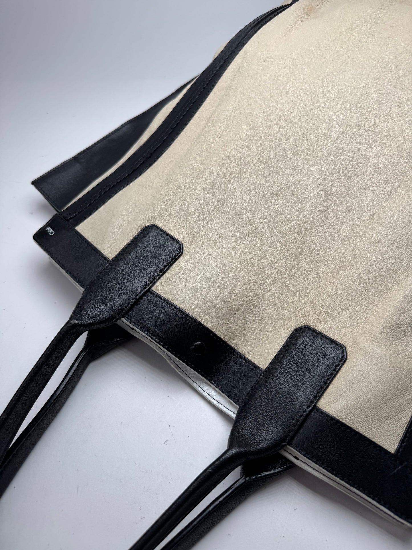 Vintage Chloe Alison leather Shopper Bag beige black