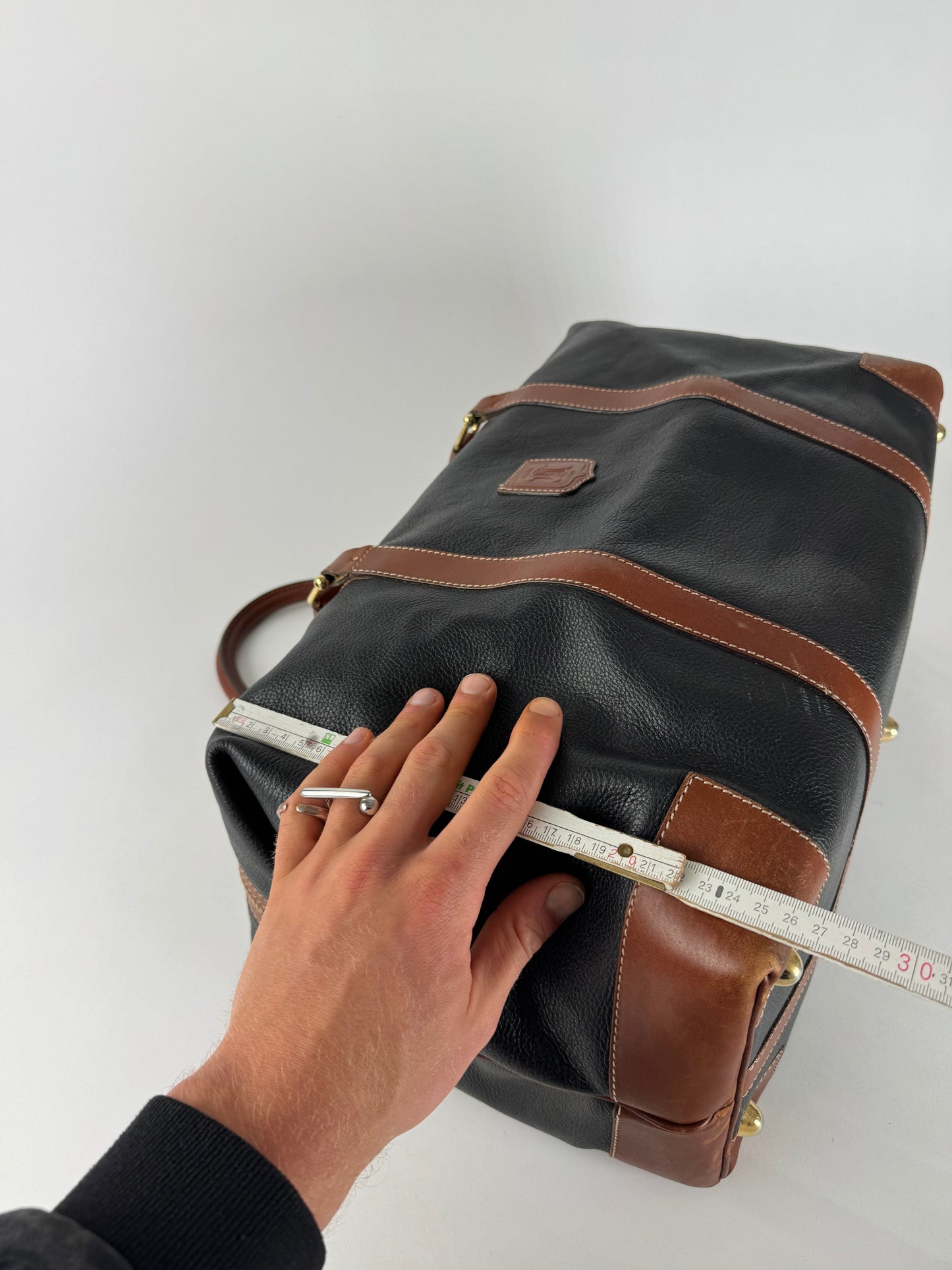 Vintage Celine Paris Triomphe Weekender Travel Bag Black Brown