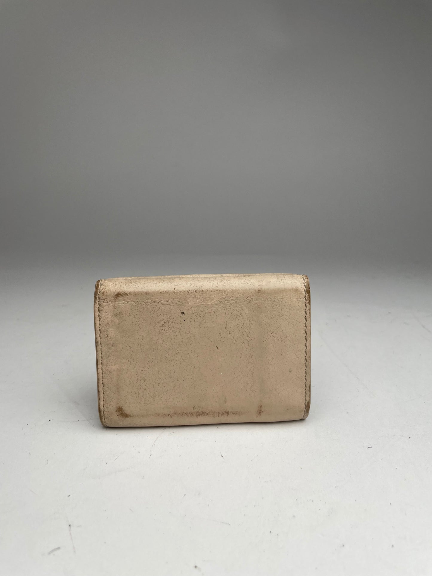 Vintage Balenciaga Leather Card Holder Beige
