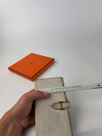 Vintage Hermes Paris Leather Wallet White
