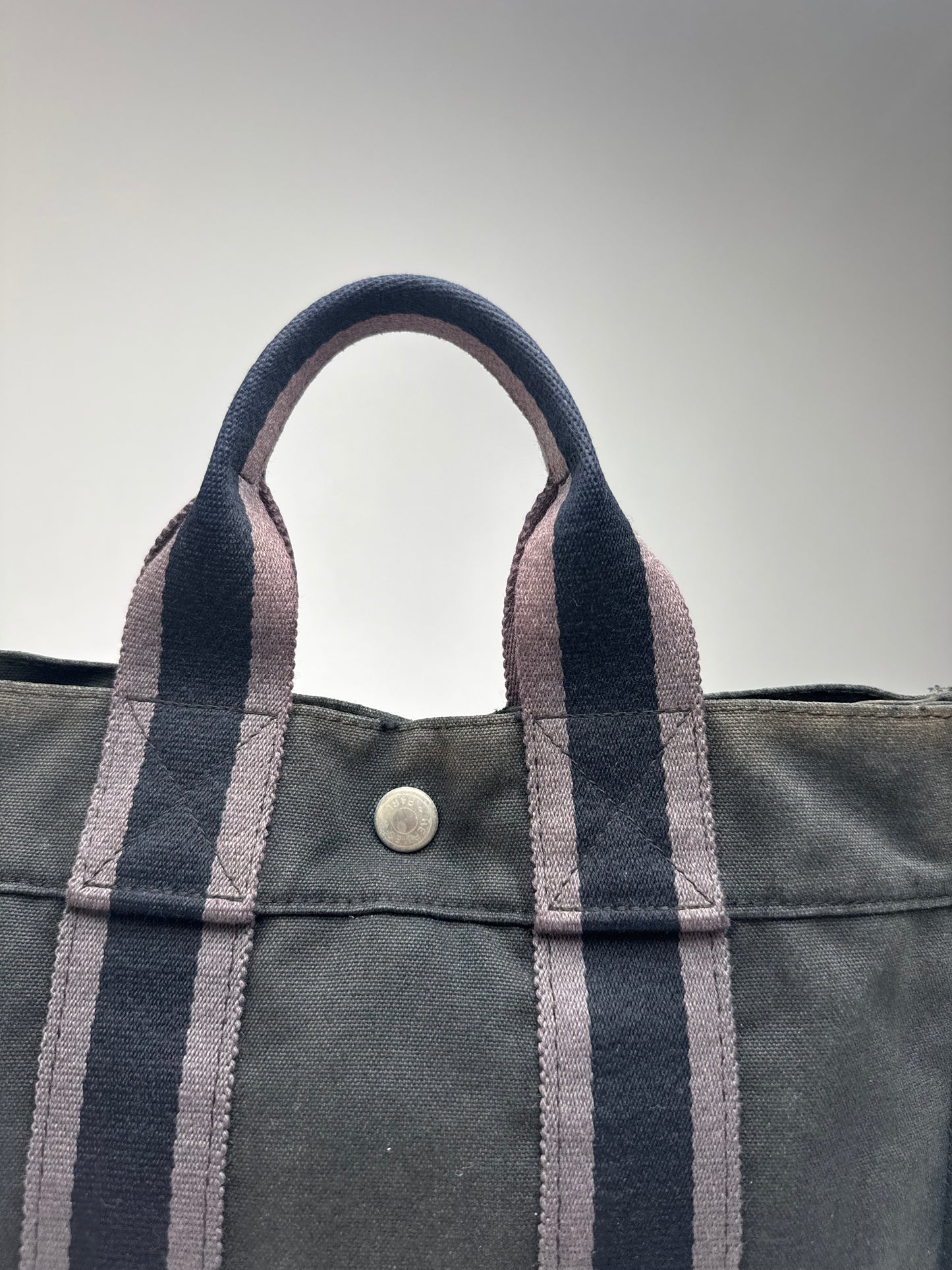 Vintage Hermes Paris Canvas Shopper Black