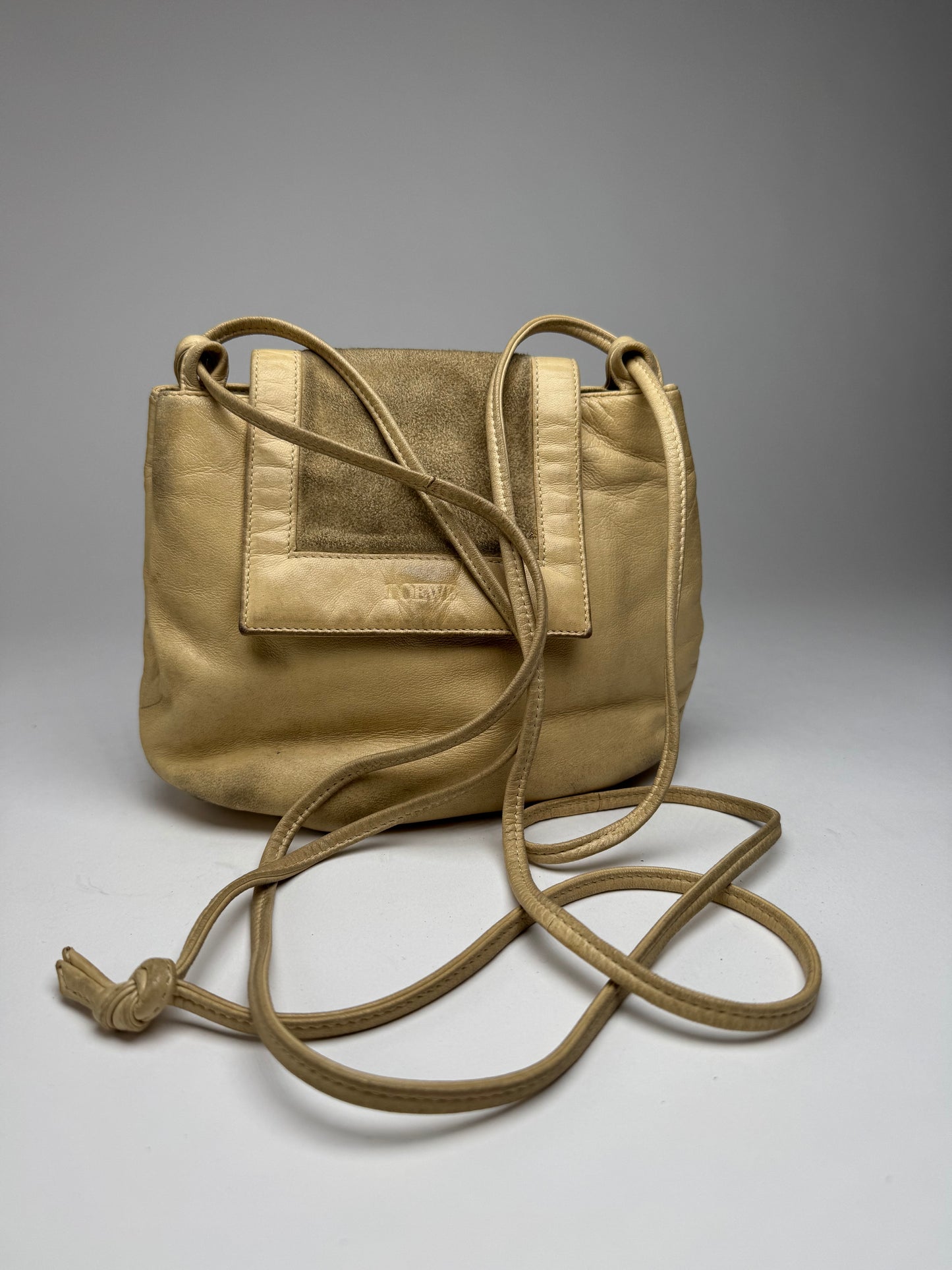 Vintage Loewe Madrid Amazona Leather Bag Beige