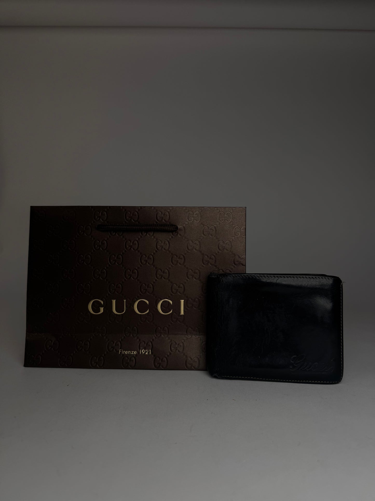 Vintage Gucci foldable Leather Wallet black