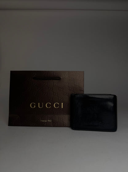 Vintage Gucci foldable Leather Wallet black