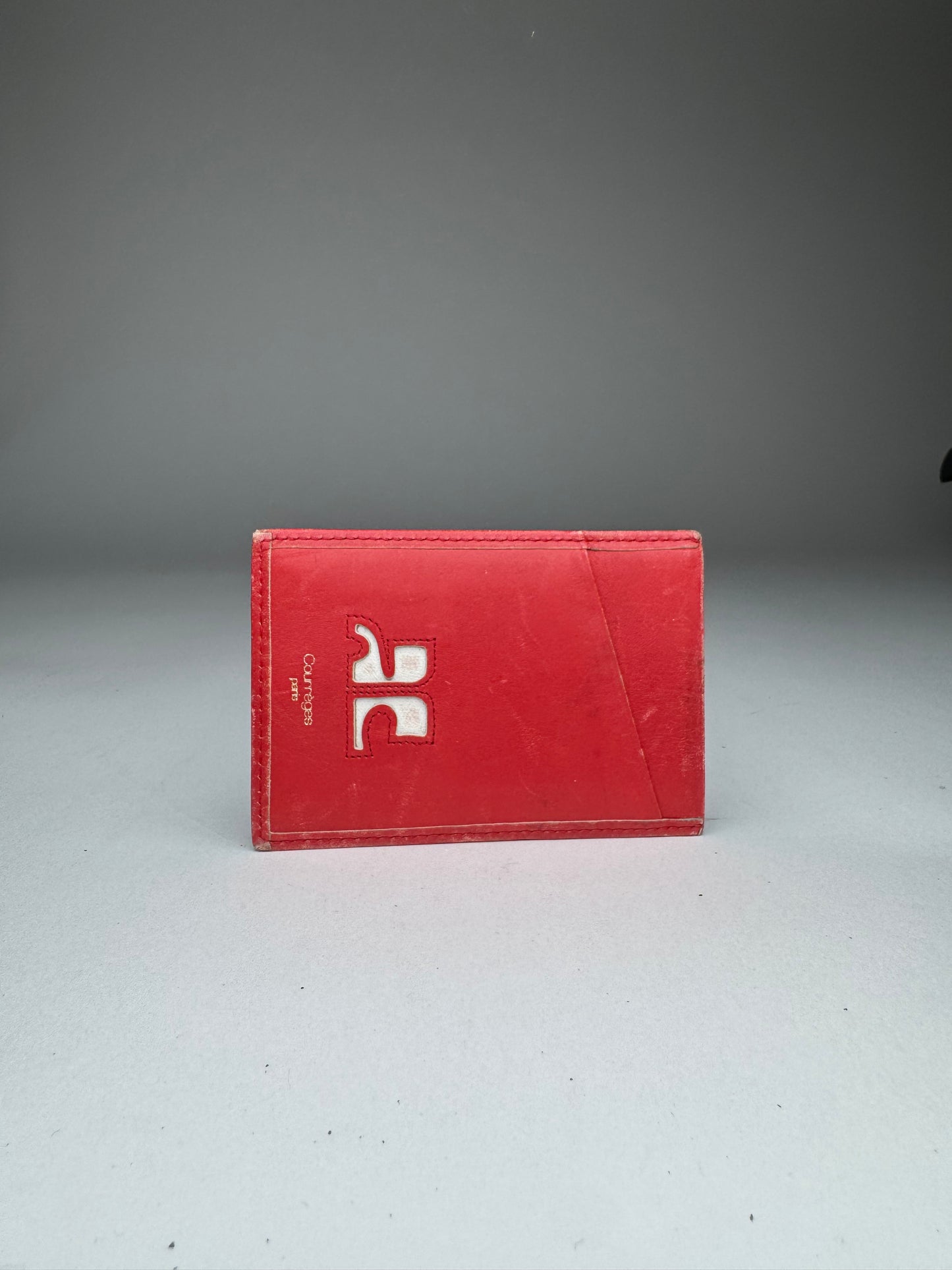 Vintage Courreges Paris Leather Card Holder Red