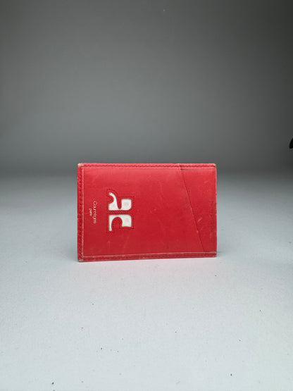 Vintage Courreges Paris Leather Card Holder Red