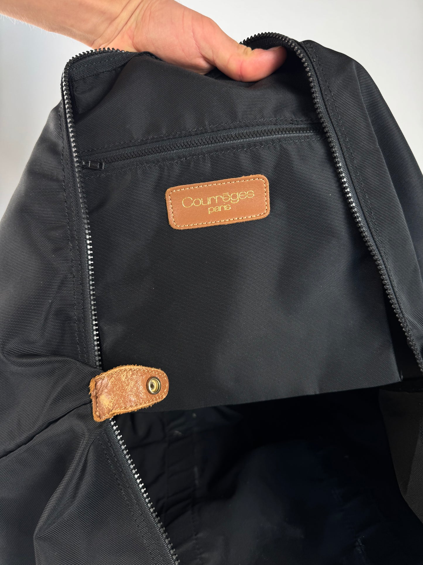 Vintage Courreges Paris Weekender Travel Bag Black Brown