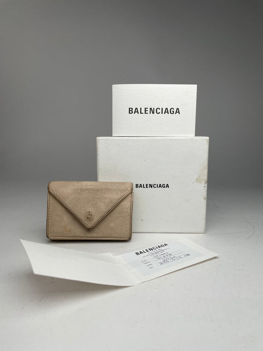 Vintage Balenciaga Leather Card Holder Beige