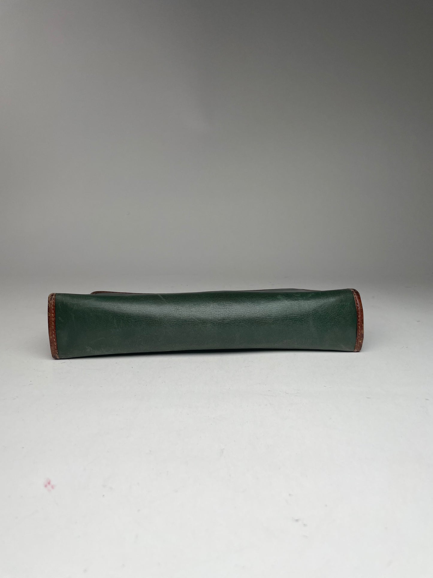 Vintage Celine Paris Triomphe Leather Clutch Green