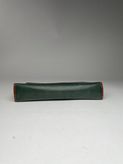 Vintage Celine Paris Triomphe Leather Clutch Green