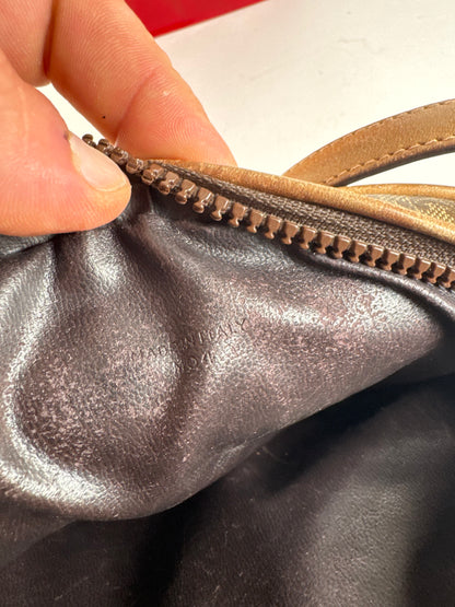 Vintage Celine patent leather crossbody Bag khaki Brown Triomphe