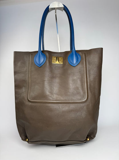 Vintage Emilio Pucci Leather Shopper Brown Blue
