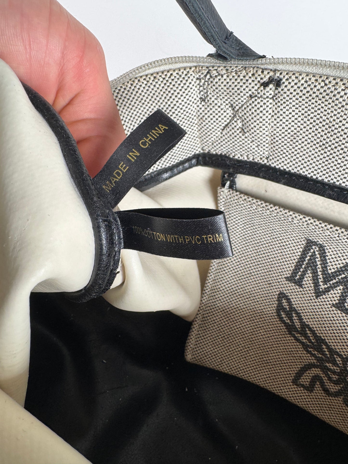 Vintage MCM canvas / leather shopper grey black