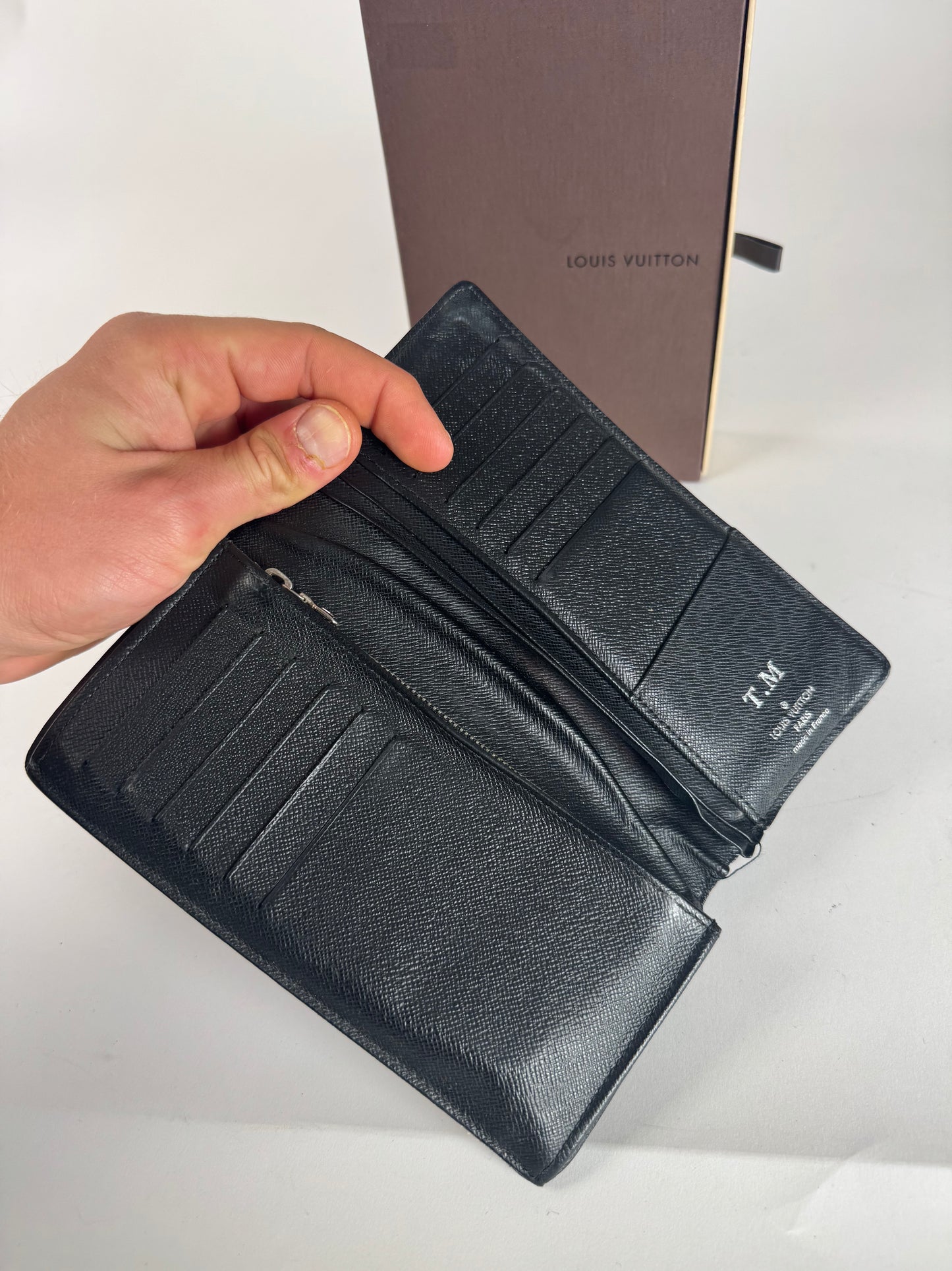 Vintage Louis Vuitton Damier Leather Card Holder / ID Holder black