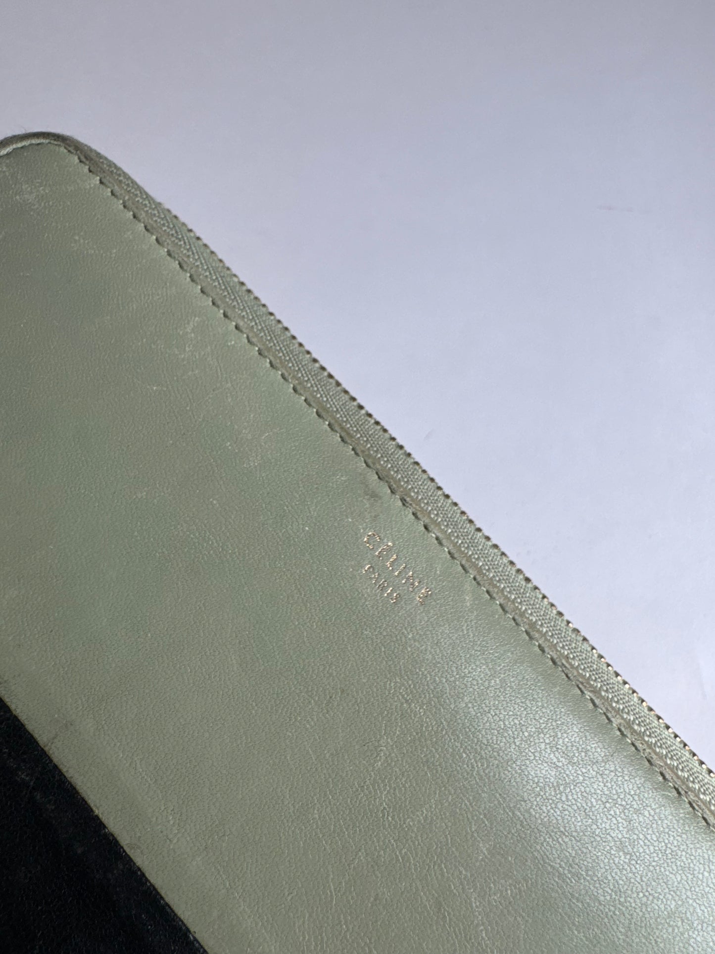 Portefeuille vintage en cuir Céline Triomphe vert noir