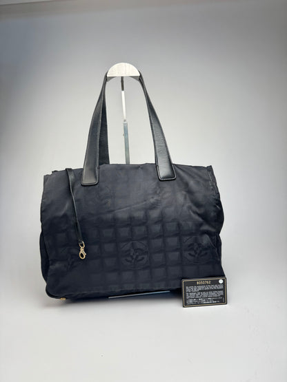 Vintage Chanel Canvas Monogram Shopper Black