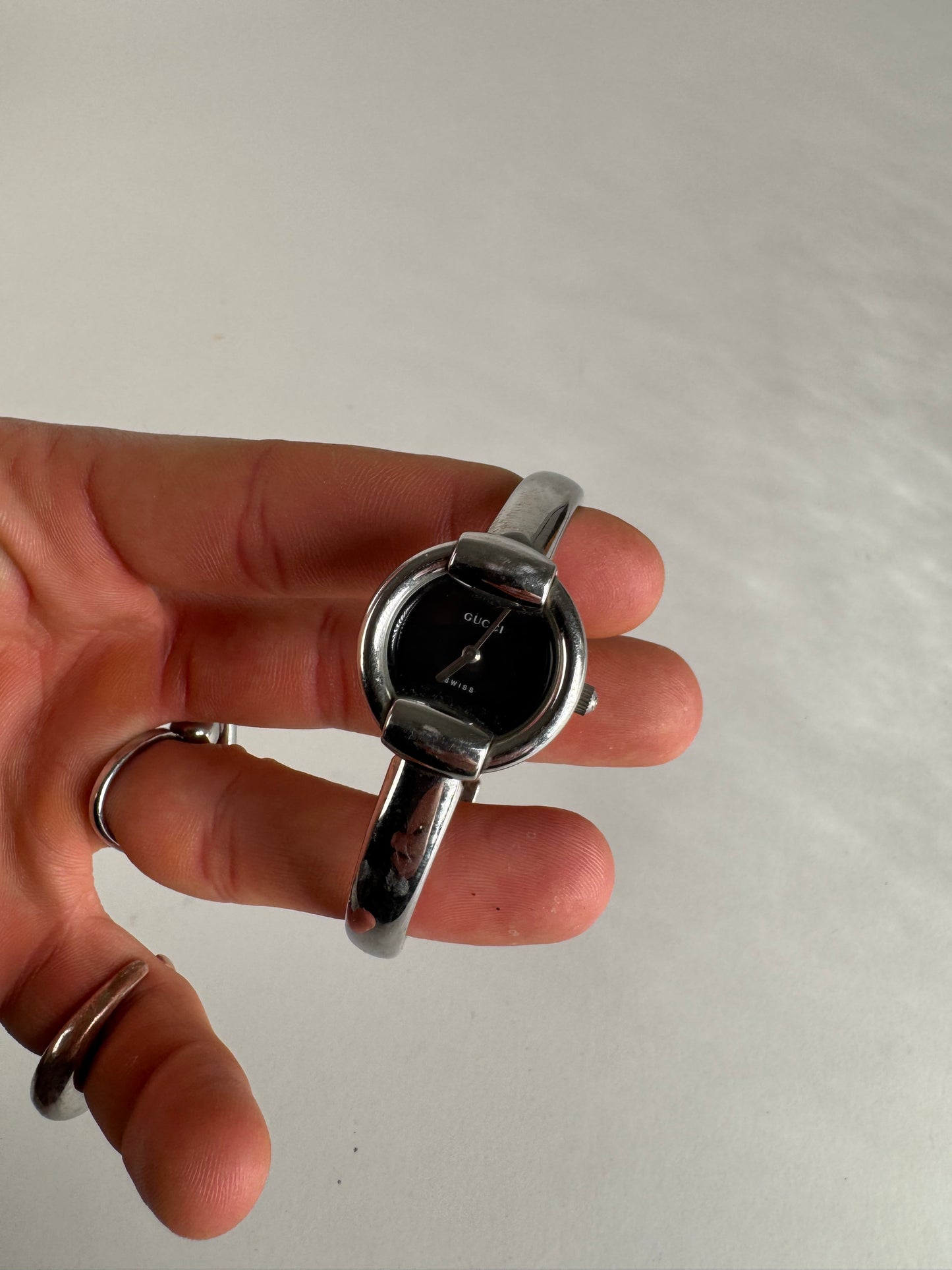 Vintage Gucci Horsebit Steel Watch Silver