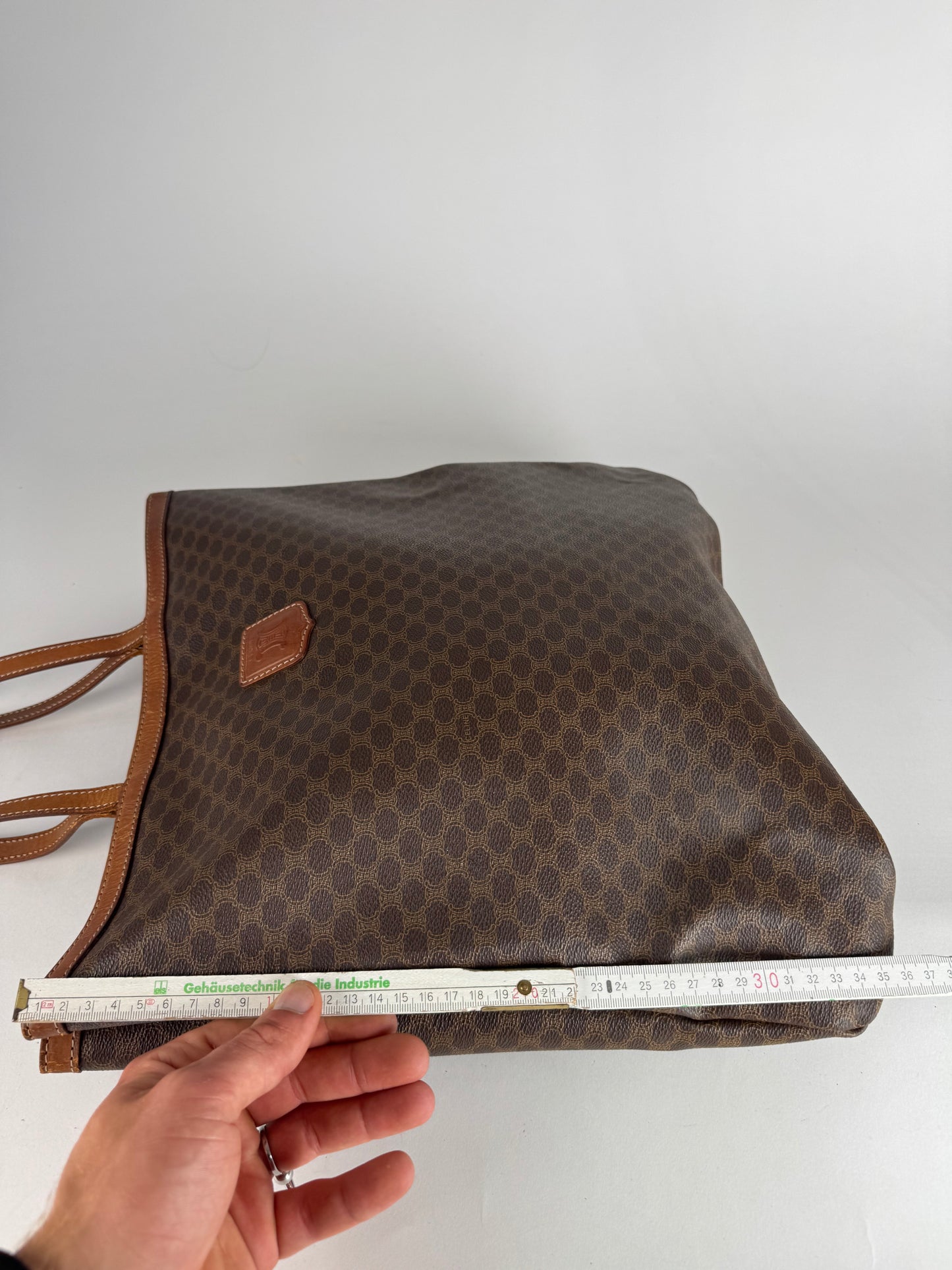 Vintage Celine Paris Big Bag Leather Monogram Shopper Bag Brown