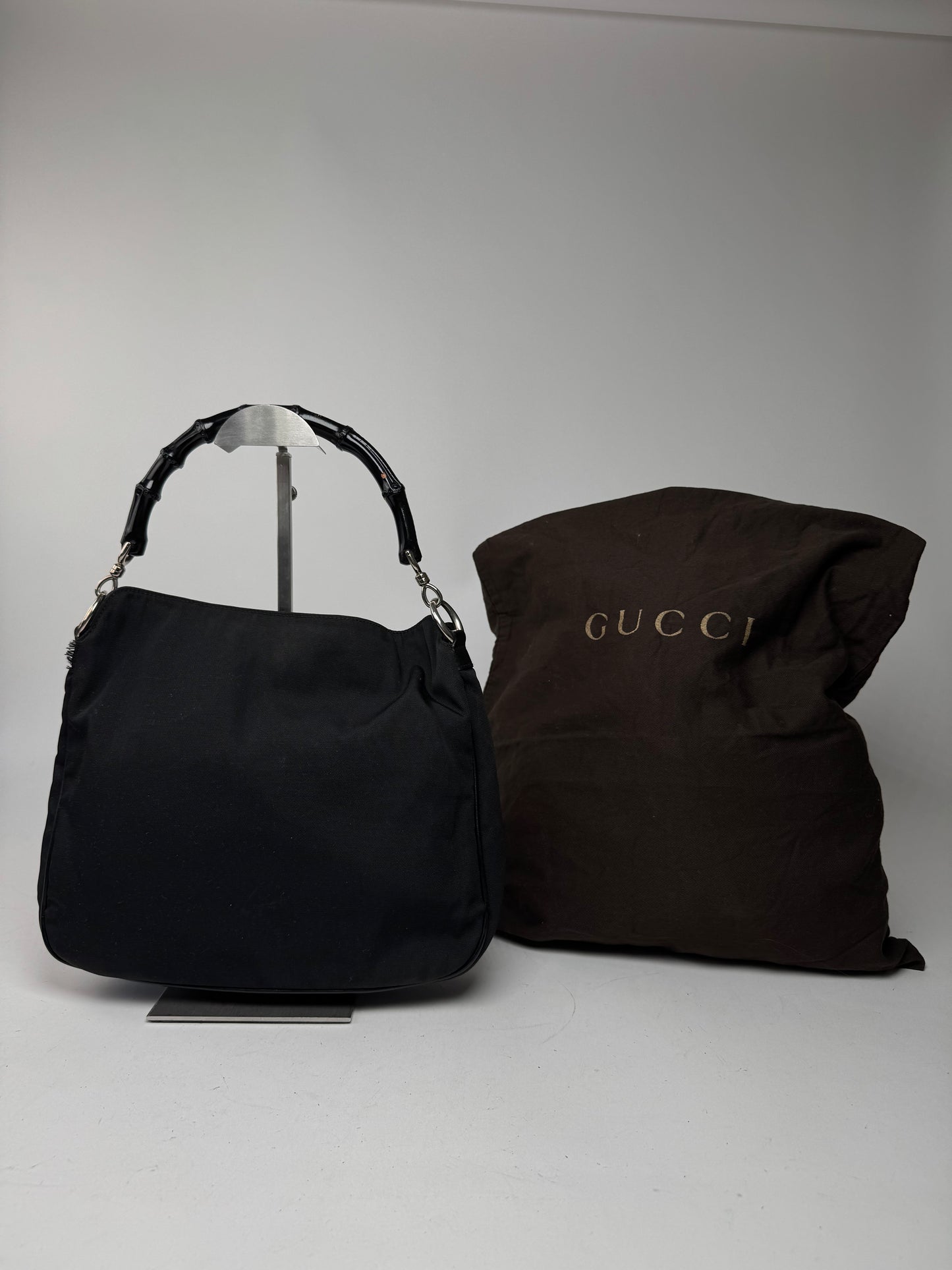 Vintage Gucci Bamboo Top Handle Bag Black