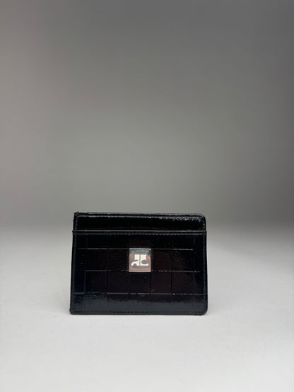 Vintage Courreges Paris Patent Leather Card Holder black