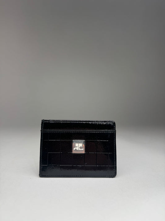 Vintage Courreges Paris Patent Leather Card Holder black