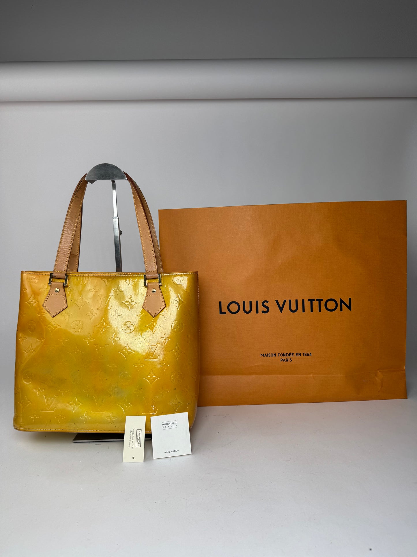 Vintage Louis Vuitton Vernis Leather Bag Yellow