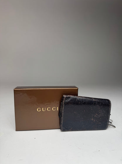 Vintage Gucci Leather Monogram Key Holder Brown