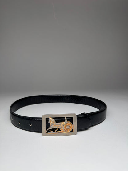 Vintage Celine Paris Leather Belt Black