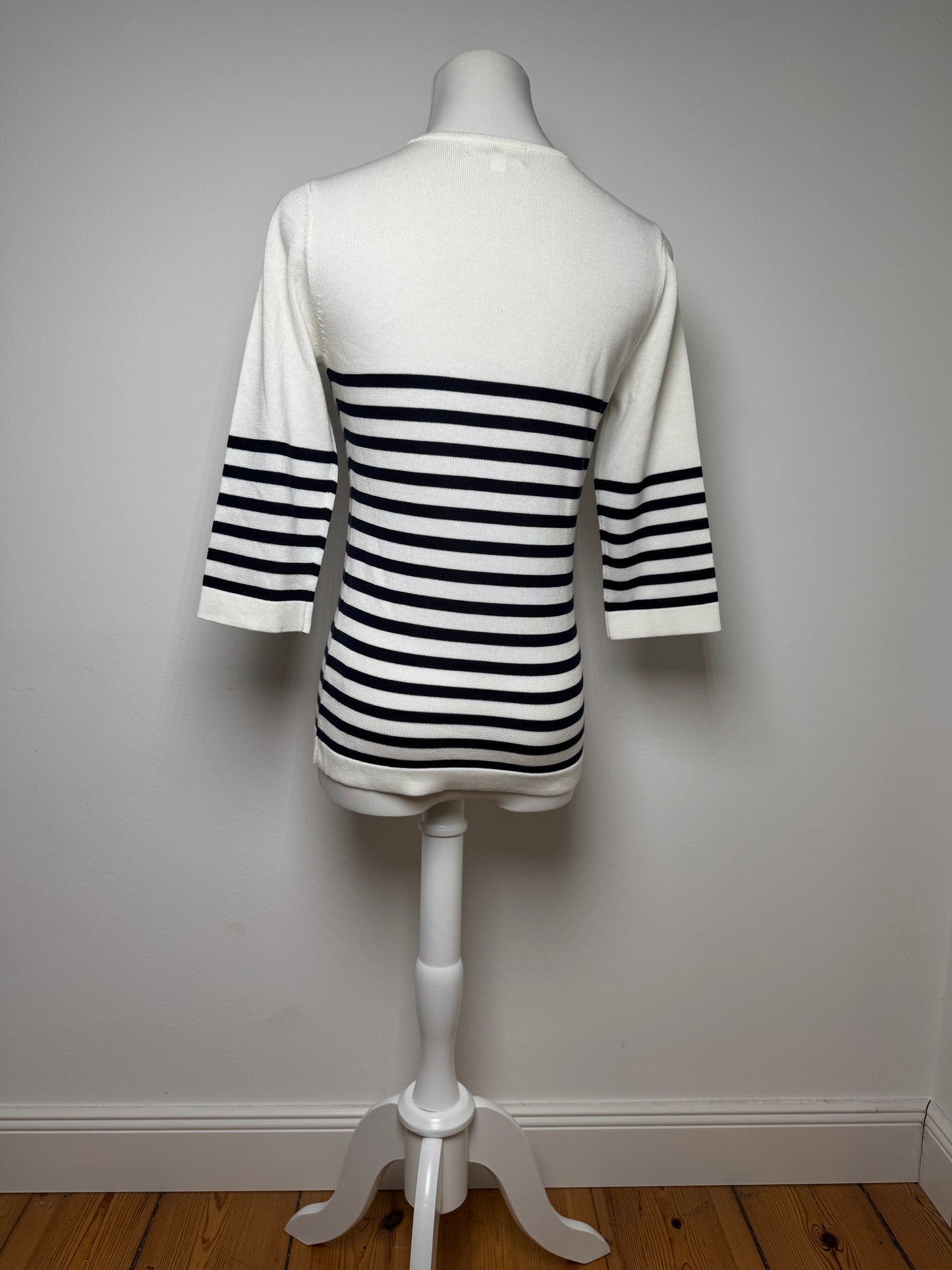 Vintage Courreges Paris Striped Sweater White/Navy EU36/S