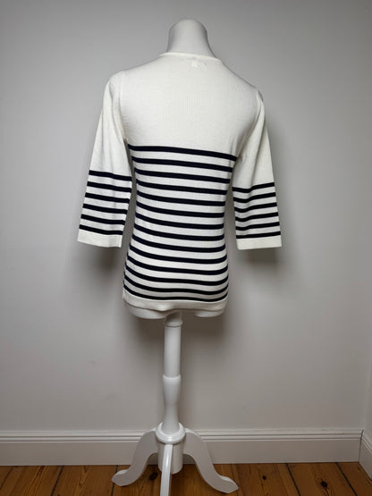 Vintage Courreges Paris Striped Sweater White/Navy EU36/S