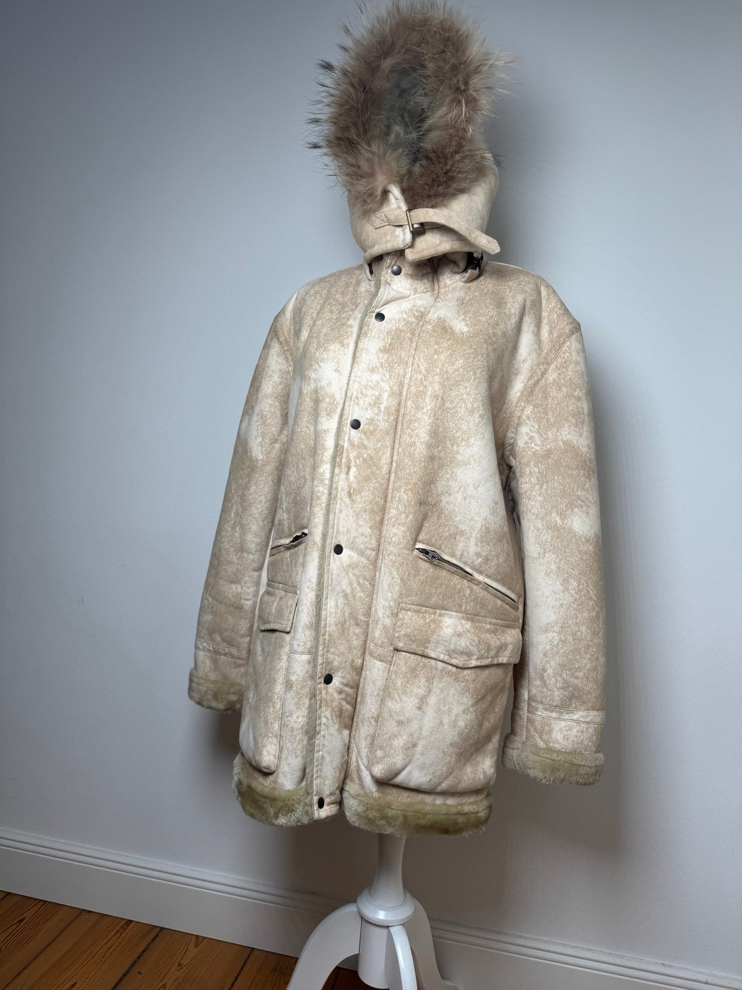 Parka en fourrure vintage Kansai Yamamoto unisexe beige M/L