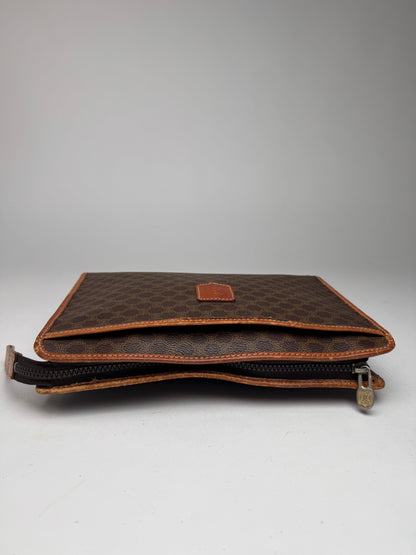 Vintage Celine Paris Leather Monogram Clutch brown