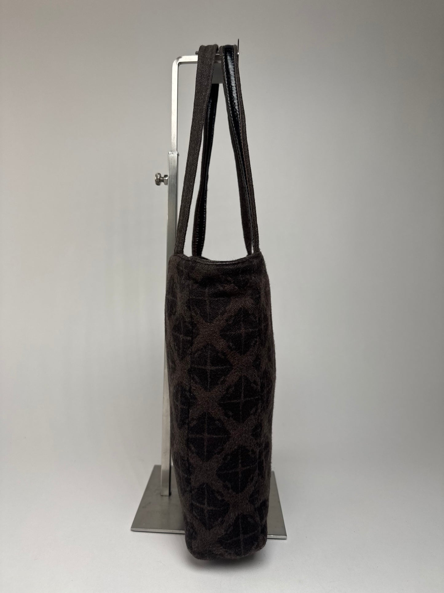 Vintage Bottega Veneta Wool Monogram Shopper Brown
