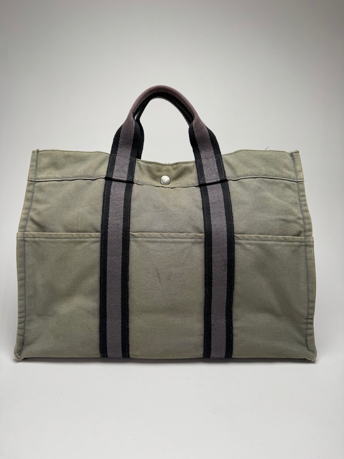 Vintage Hermes Paris Canvas Shopper Grey