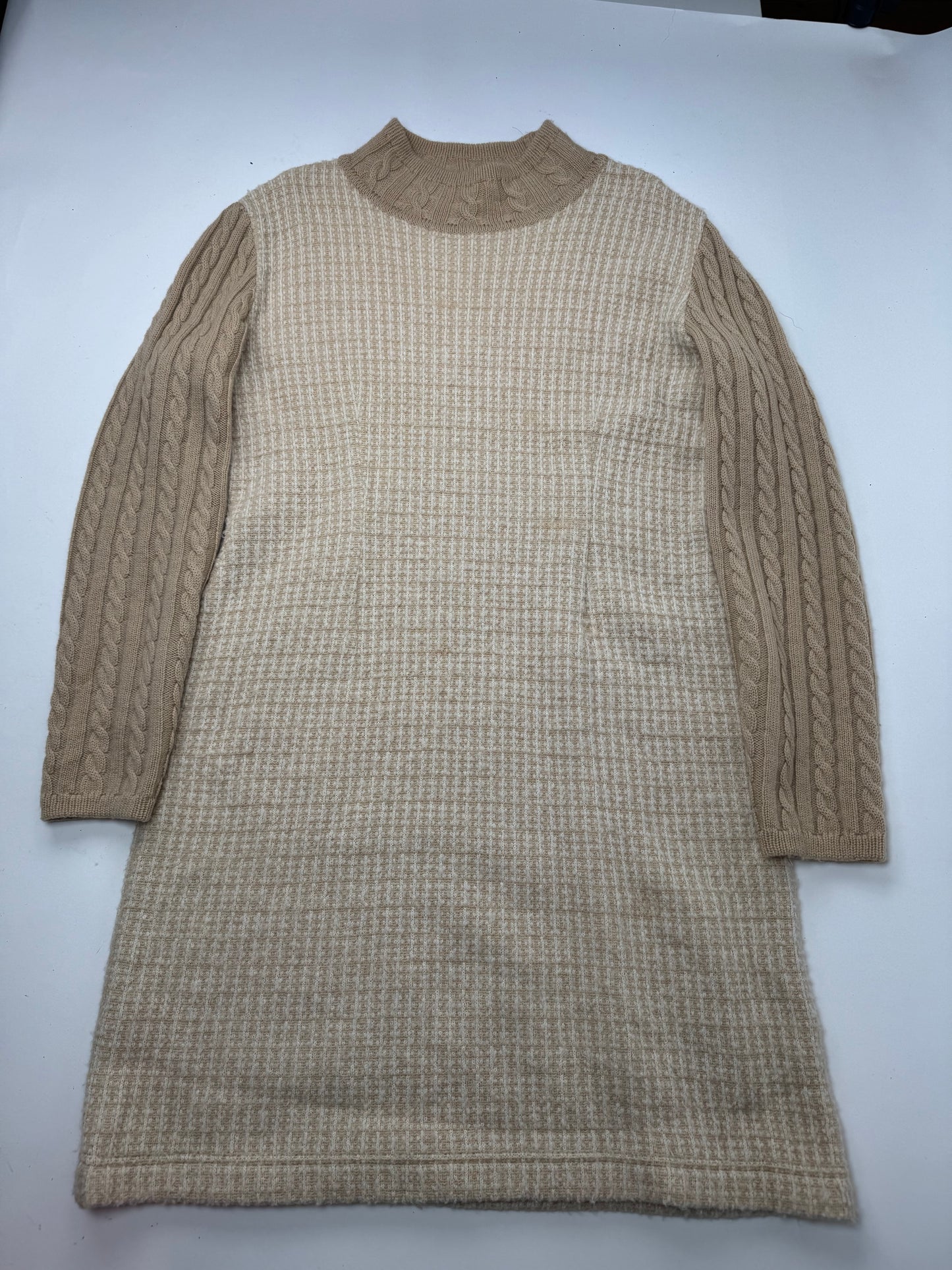 Vintage Courreges Paris Wool Dress 38/M Beige Brown