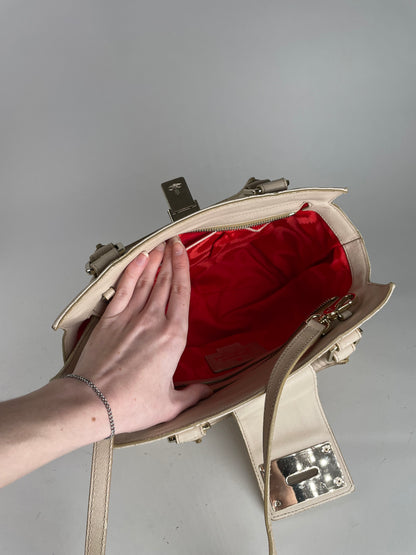 Vintage Vivienne Westwood 2Way Opio Safiano Leather Bag Beige