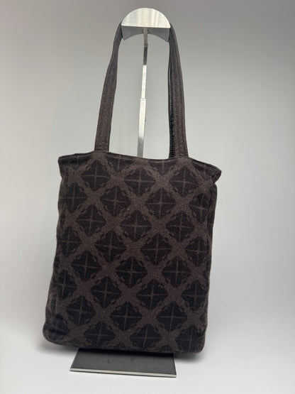 Vintage Bottega Veneta Wool Monogram Shopper Brown