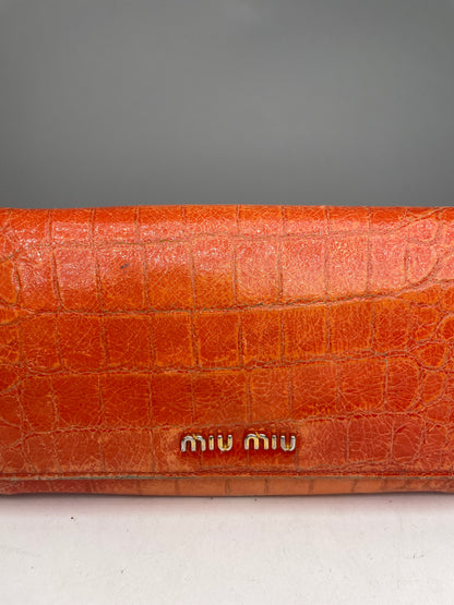 Portefeuille vintage en cuir Miu Miu orange