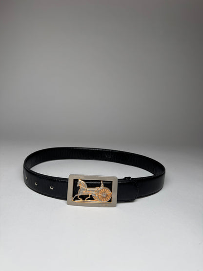 Vintage Celine Paris Leather Belt Black