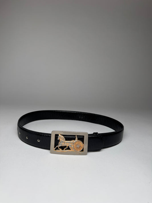 Vintage Celine Paris Leather Belt Black